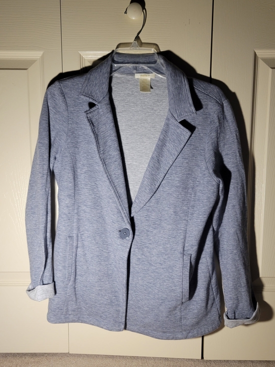 Matty M Jackets & Blazers - Matty M Light Light Grey Heathered Knit Blazer Soft, Stretchy, Great Pockets